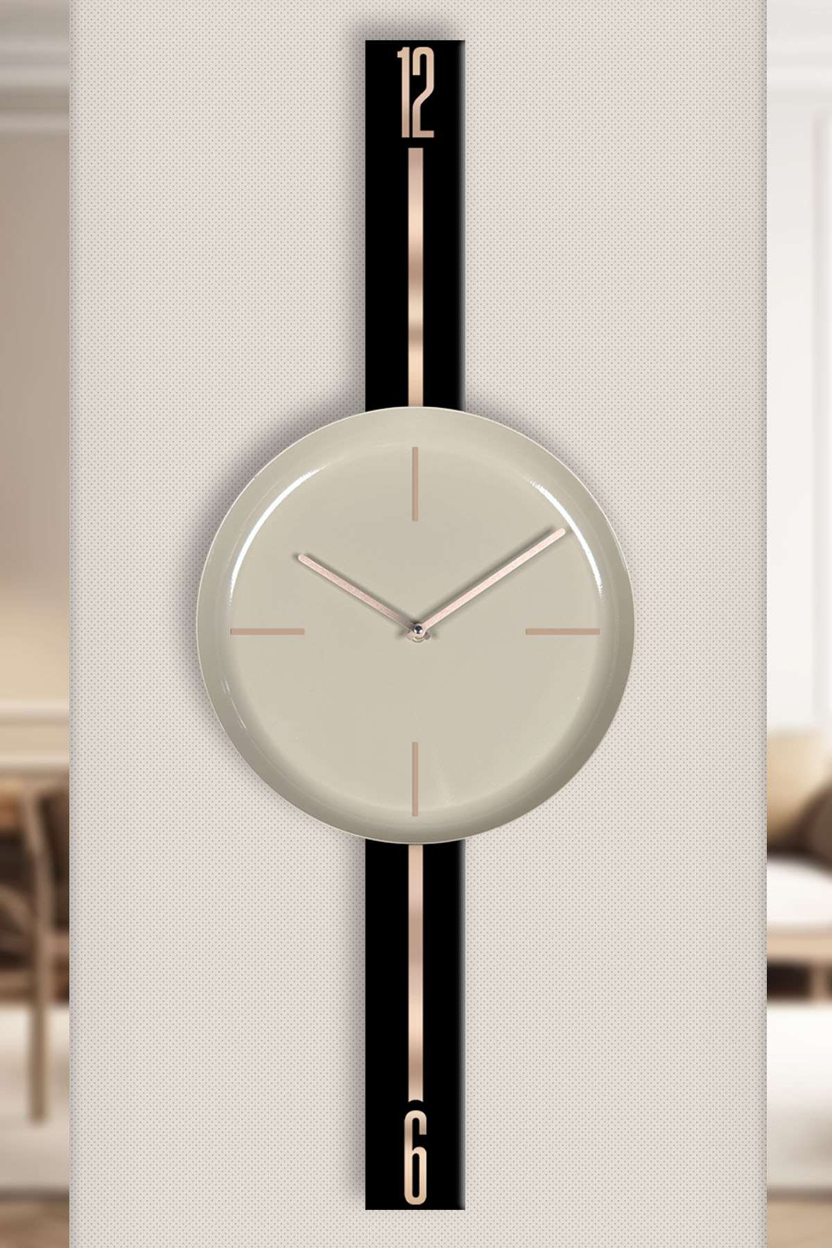 Relógio de Parede Decorativo Cappuccino – Aço 100% Preto, 30 cm (30x80 cm), Espessura 1 mm
