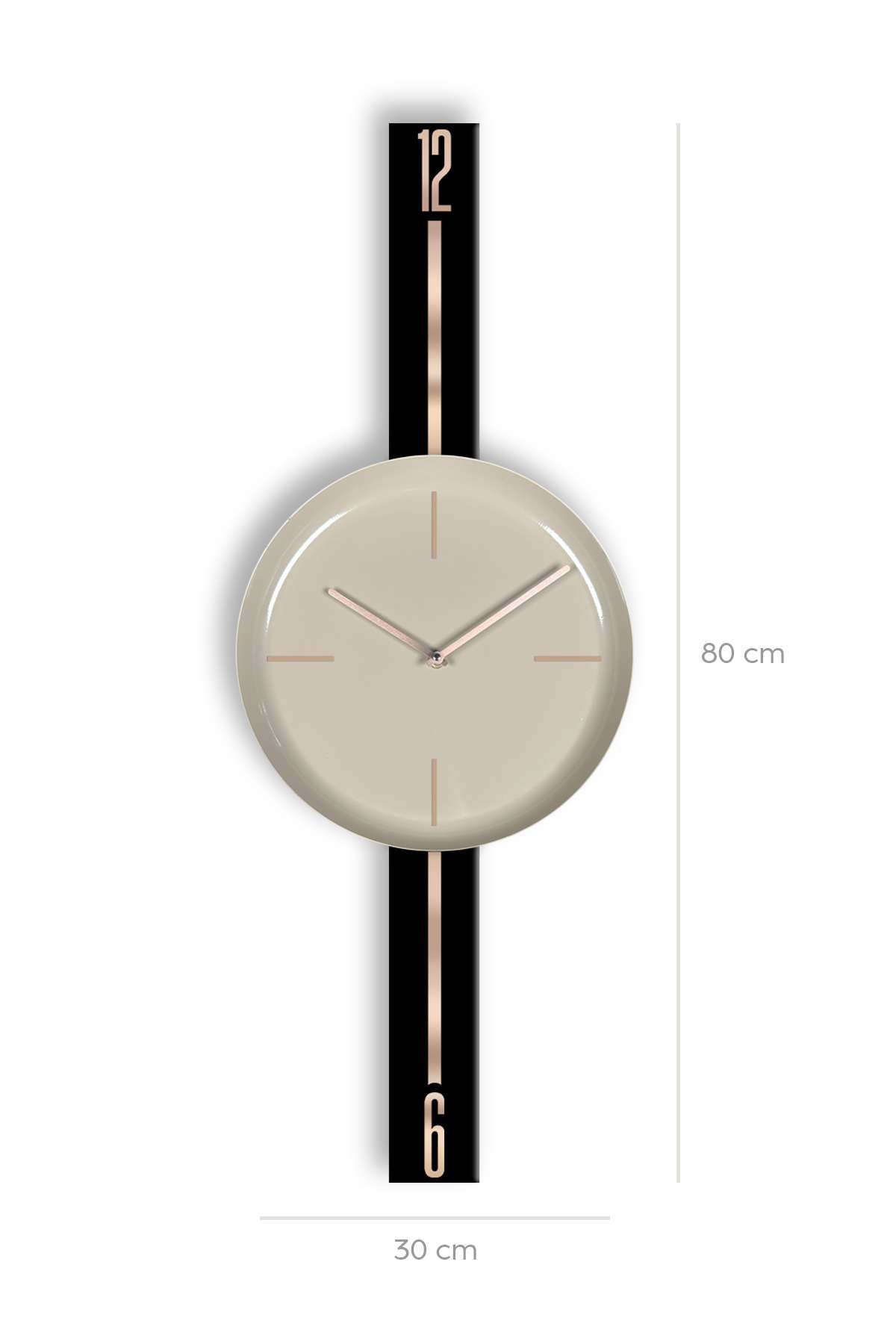 Relógio de Parede Decorativo Cappuccino – Aço 100% Preto, 30 cm (30x80 cm), Espessura 1 mm