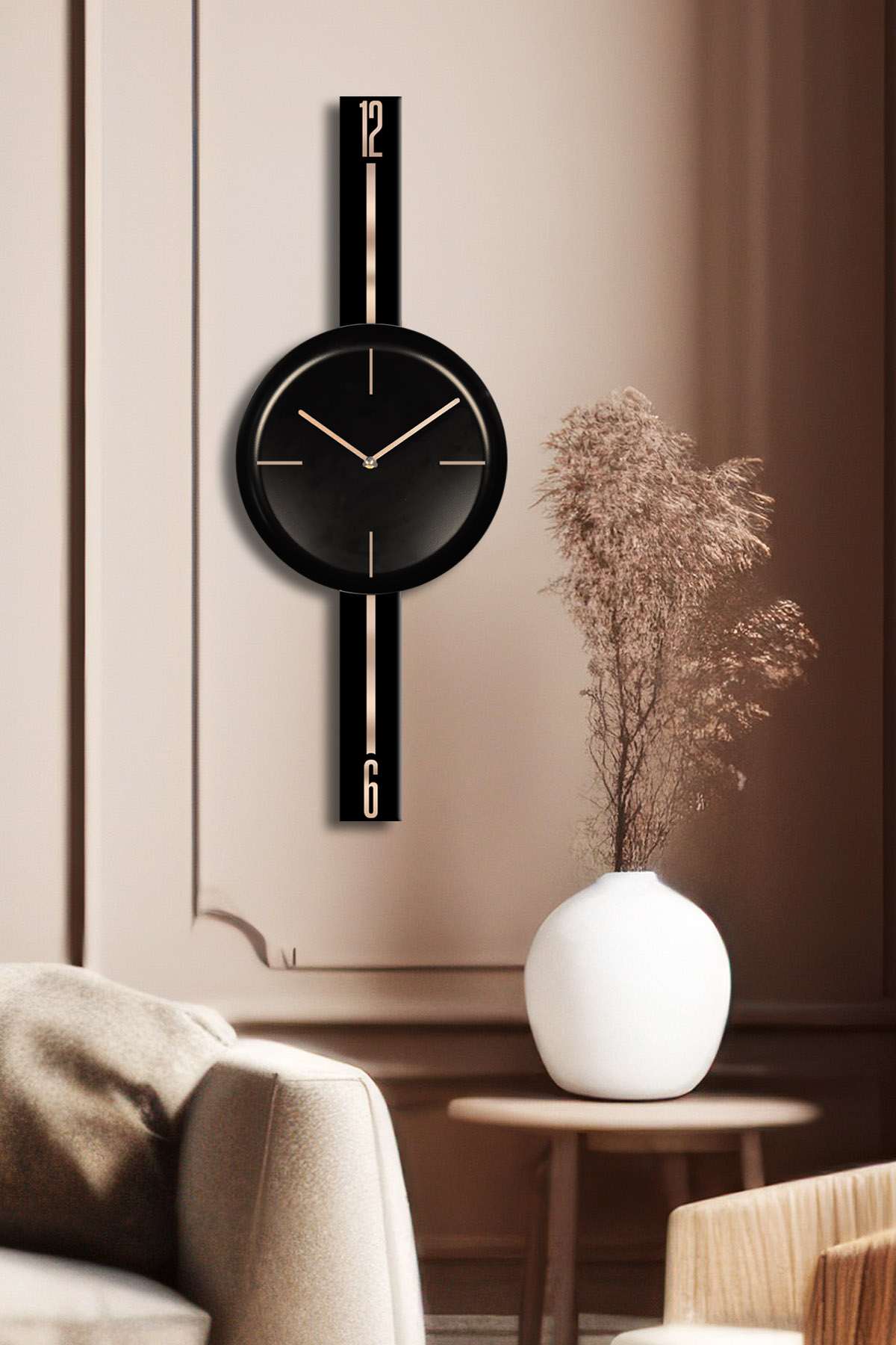 Relógio de Parede Decorativo em Aço 100% - Preto - 30x80 cm (Vlnt103Syhsyh)