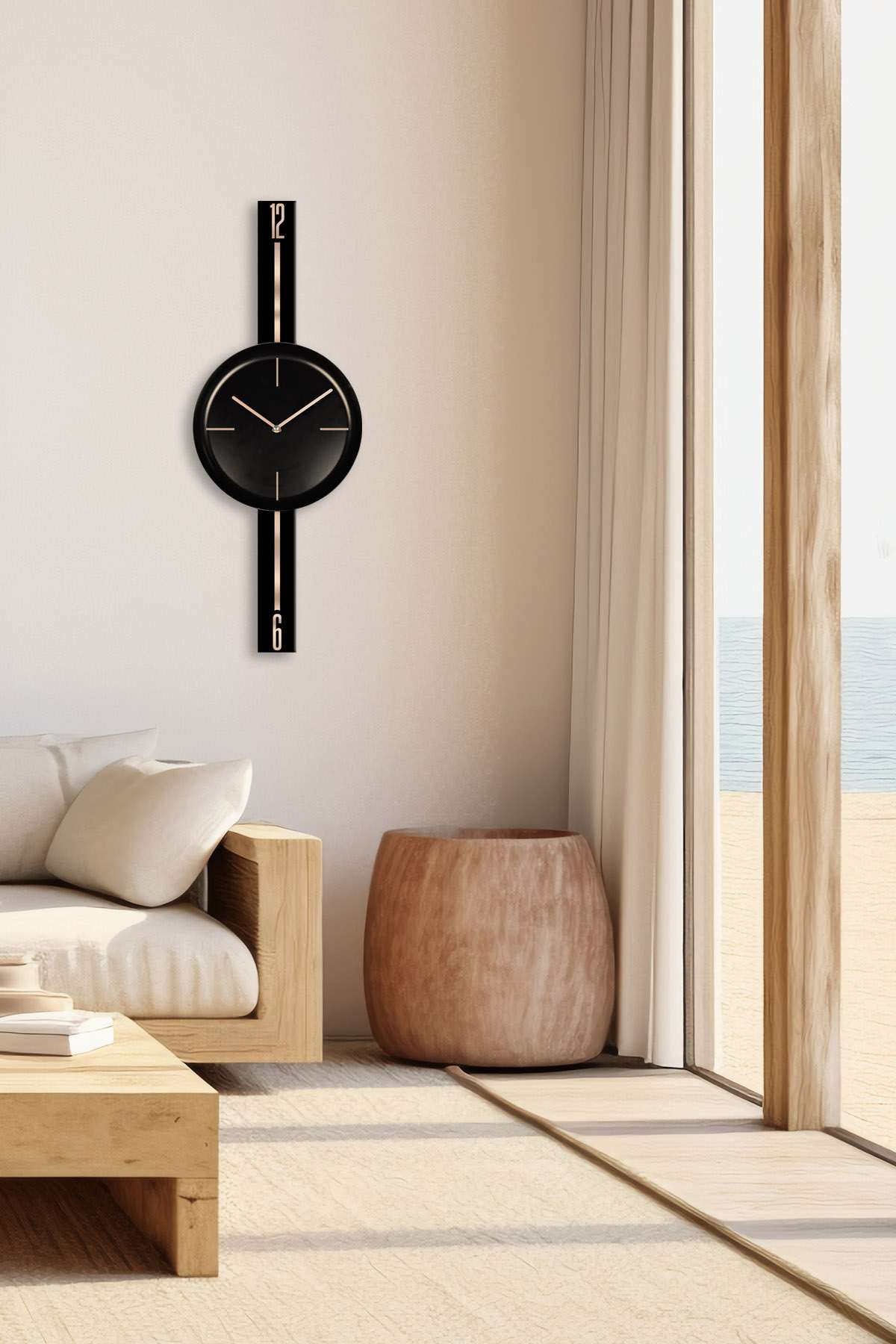 Relógio de Parede Decorativo em Aço 100% - Preto - 30x80 cm (Vlnt103Syhsyh)