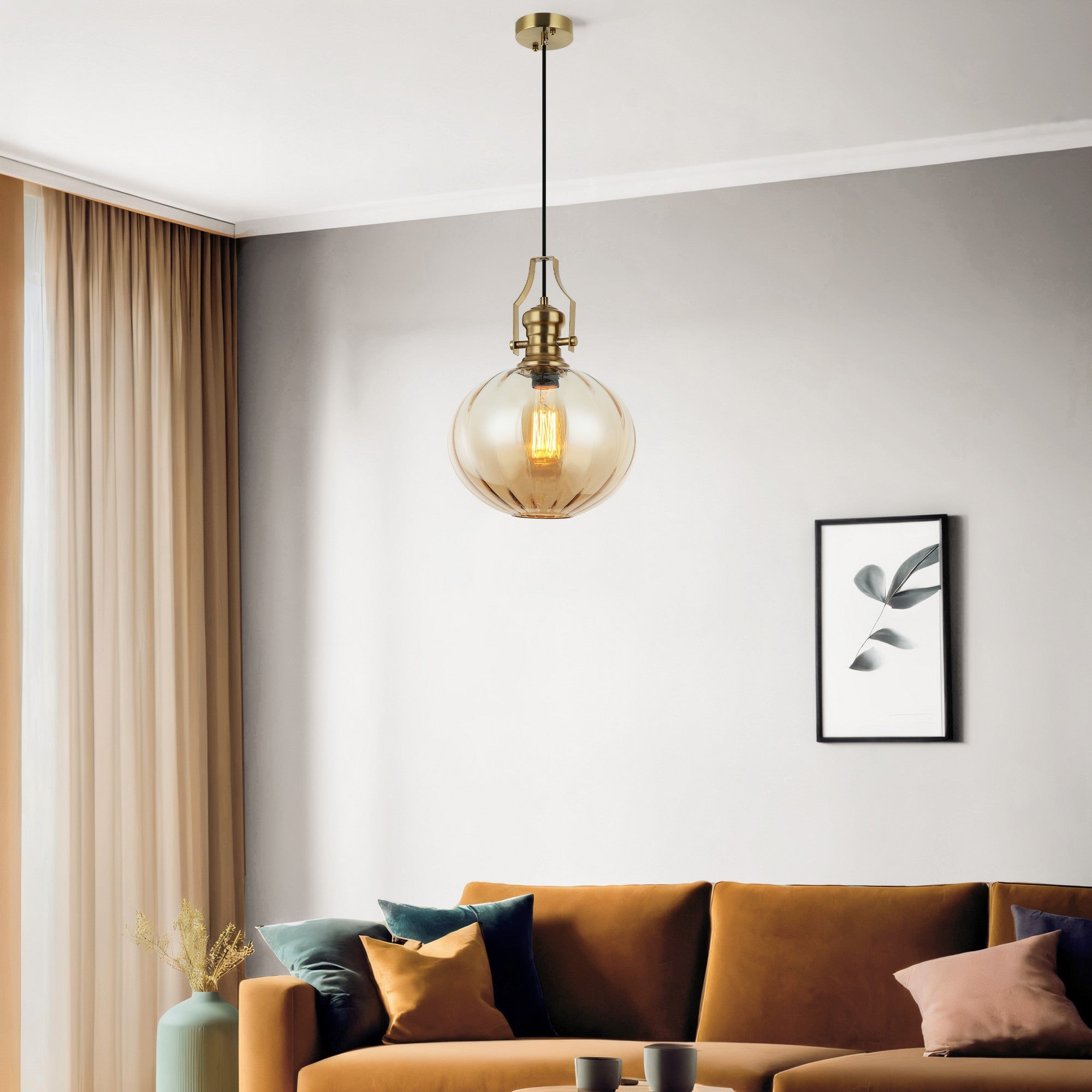 Candeeiro de Teto – Ø28 cm – Laca Antiga – Metal com vidro