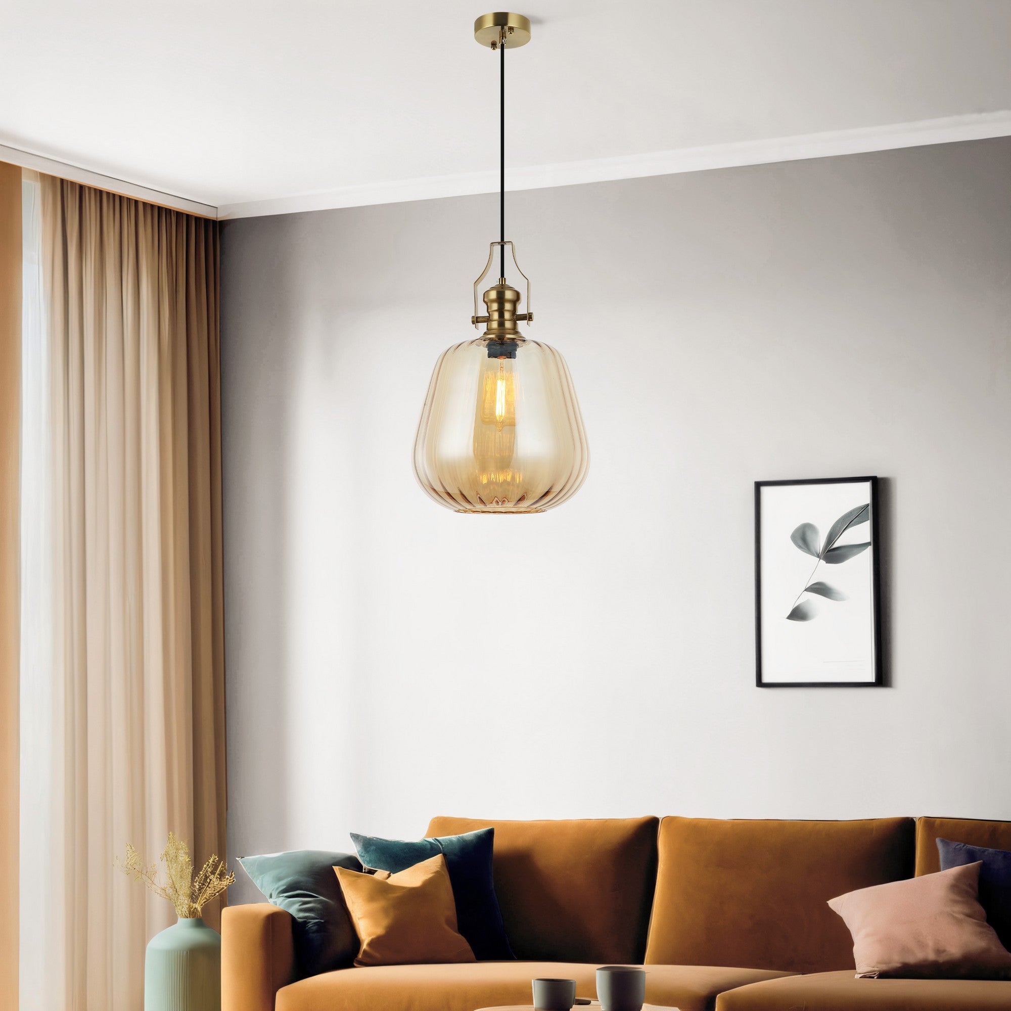 Candeeiro de Teto – 50 a 196 cm – Laca Antiga – Metal