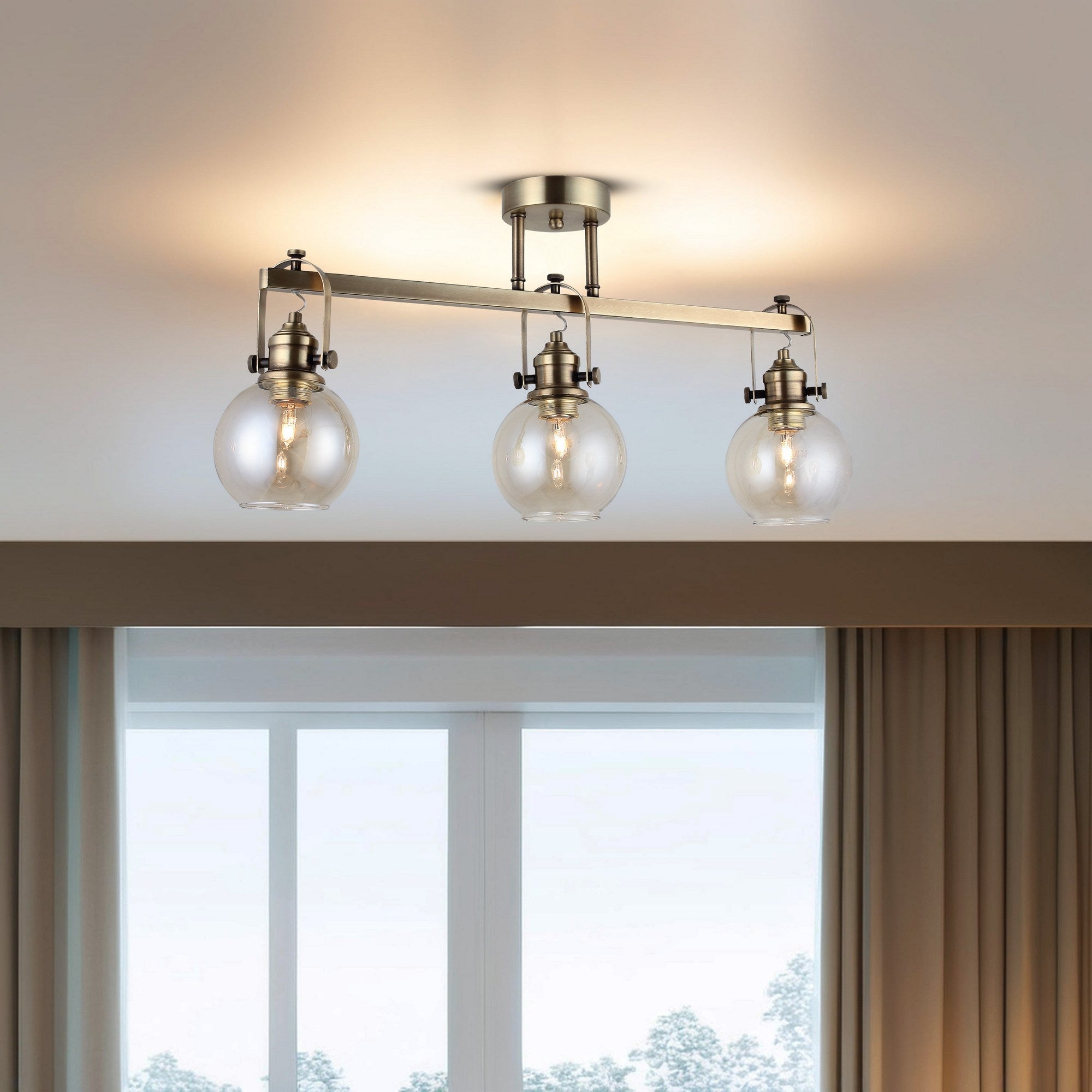 Candeeiro de Teto – 35 cm – Antiguidade – Metal e vidro