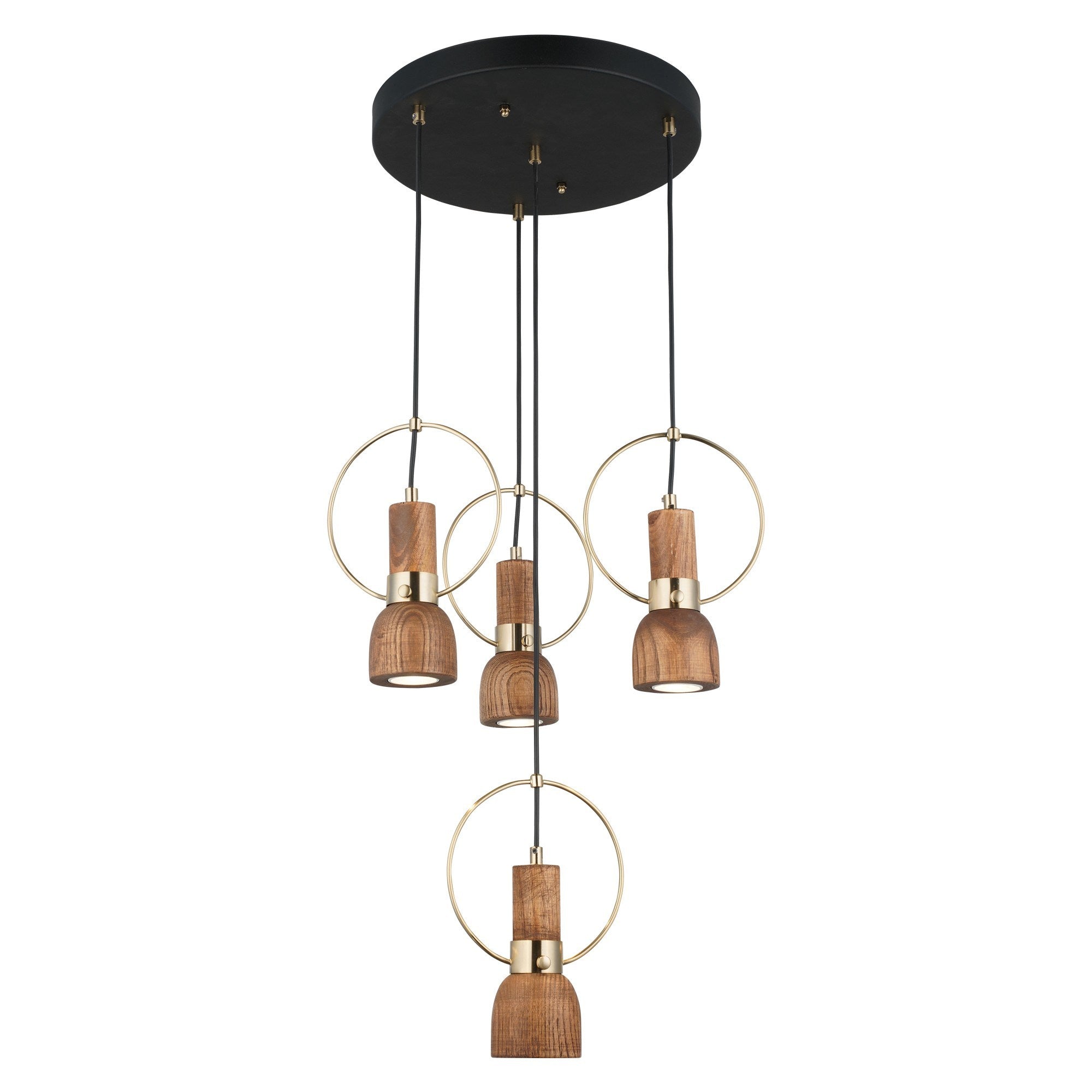 Candeeiro de Teto - 50 a 172 cm - Laca Antiquada - Metal e Madeira