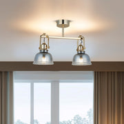 Candeeiro de Teto – 33 cm – Laca Antiga – Metal e Vidro