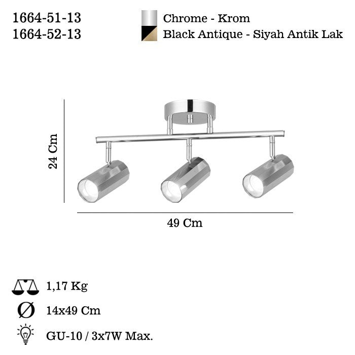 Candeeiro de Teto – 24 cm – Cromo – Metal