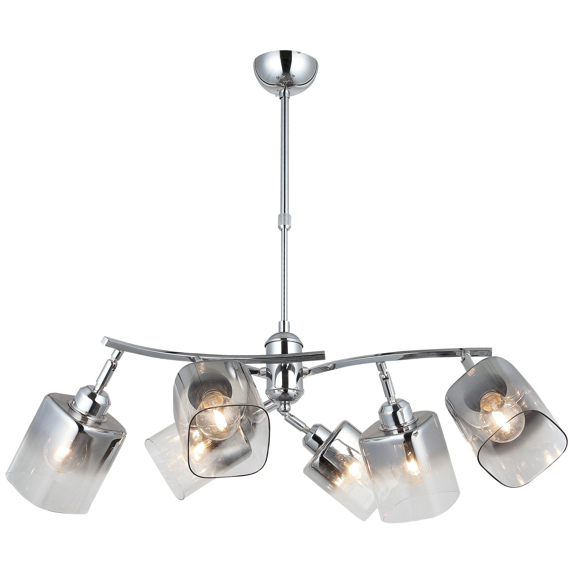 Candeeiro de Teto – 57-79 cm – Cromado – Metal e Vidro