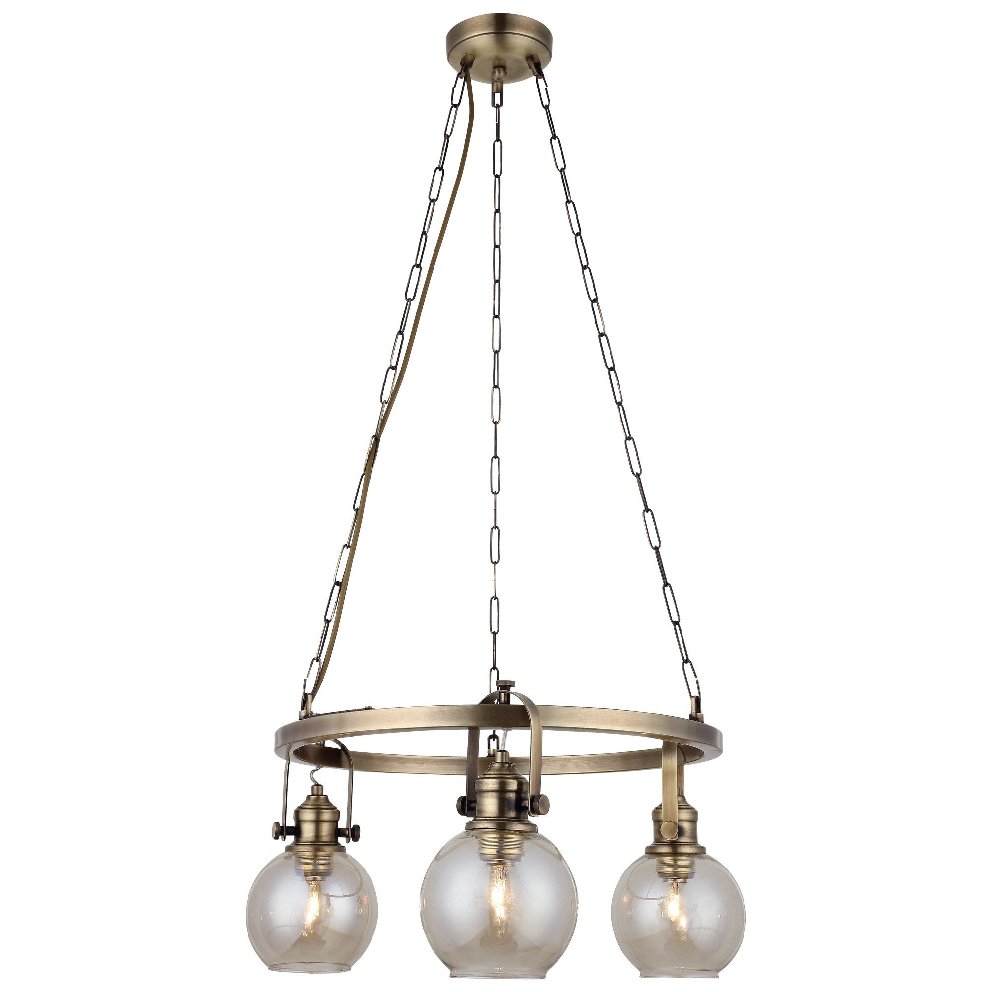 Candeeiro de Teto – 50 a 95 cm – Cor antiquação – Metal e vidro