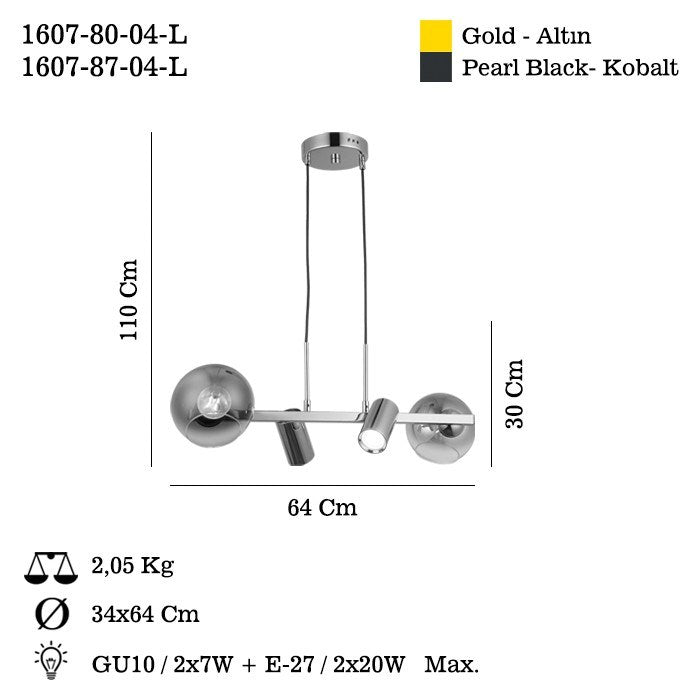 Candeeiro de Teto – 30-110 cm – Laca Antiga – Metal