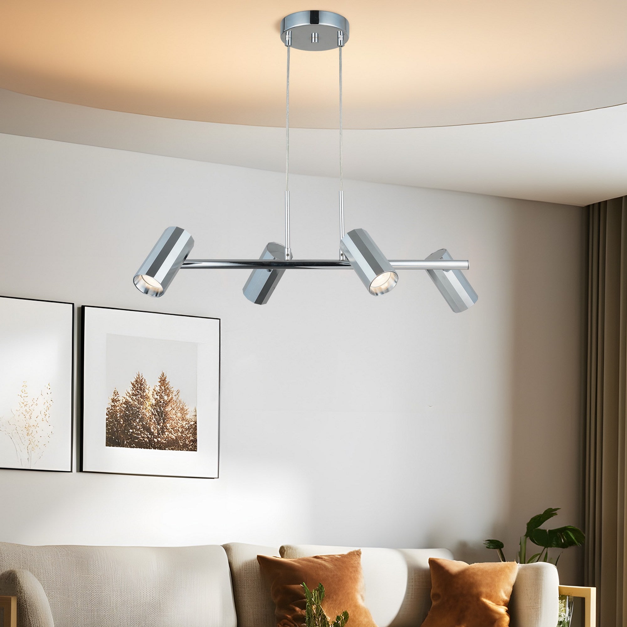 Candeeiro de Teto – 50 a 104 cm – Cromado – Metal