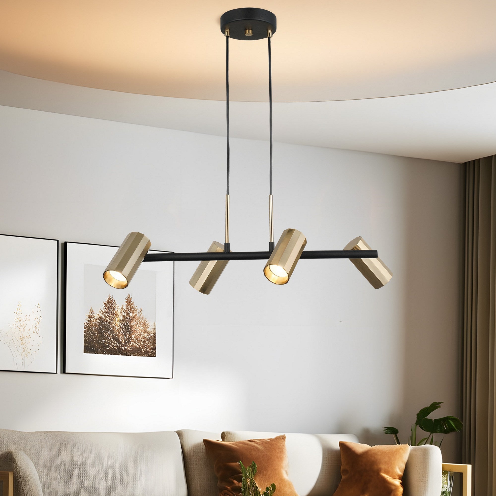 Candeeiro de Teto – 50-104 cm – Preto – Metal