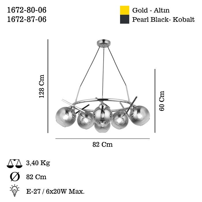 Candeeiro de Teto – 60-128 cm – Ouro – Metal e Vidro