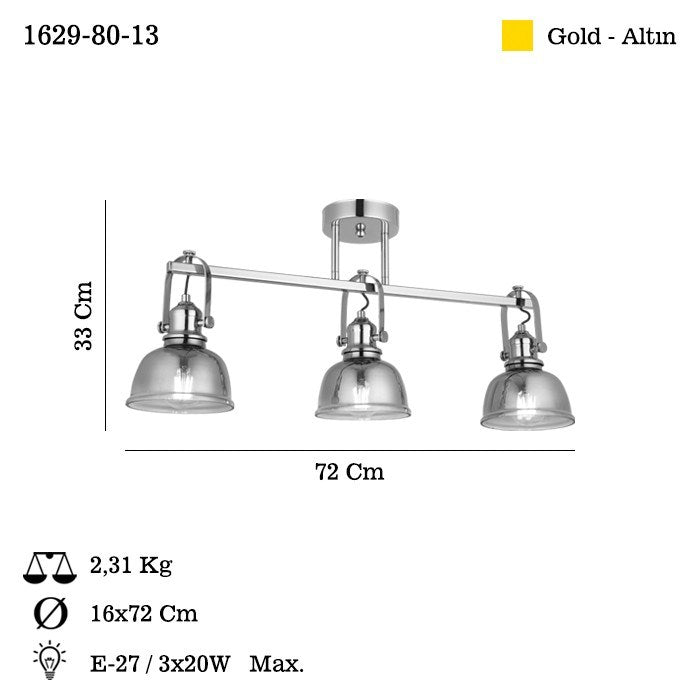 Candeeiro de Teto – Ø16 cm – Laca Antiga – Metal com Vidro