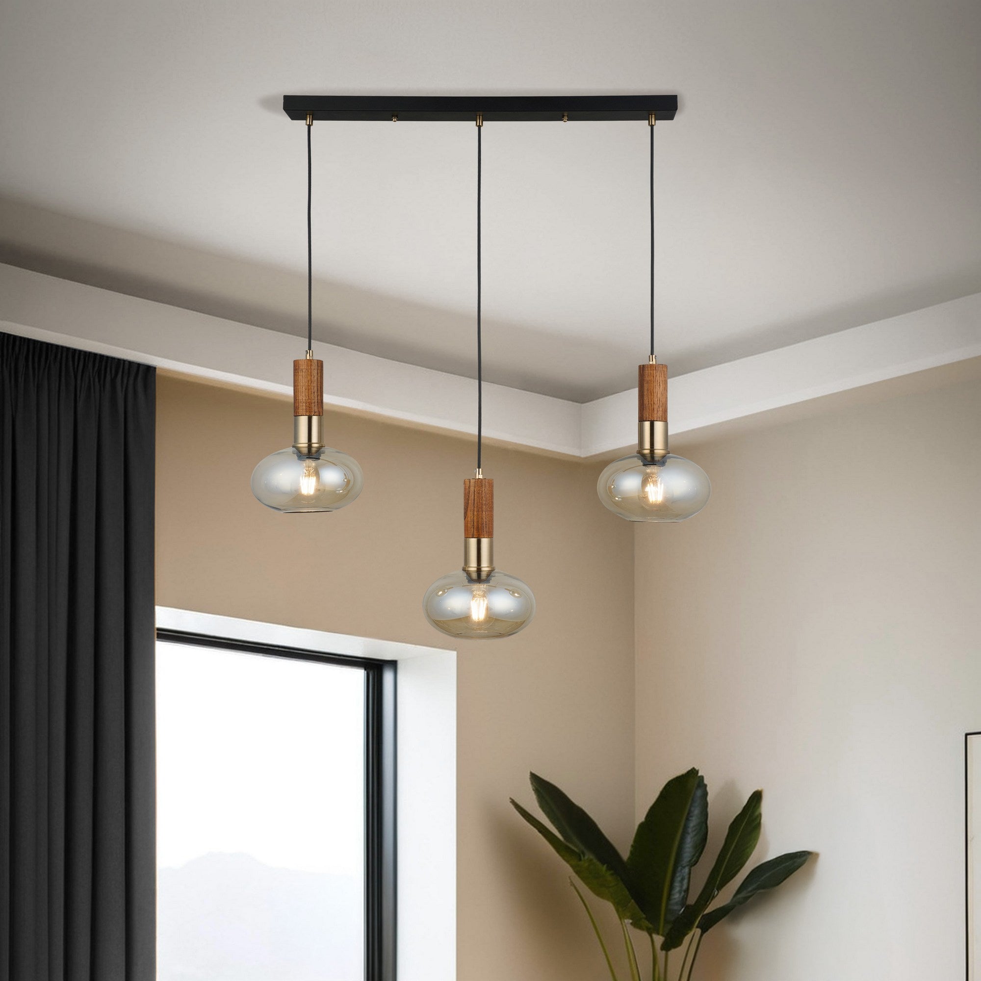 Candeeiro de Teto – 35 - 176 cm – Laca Antiga – Metal