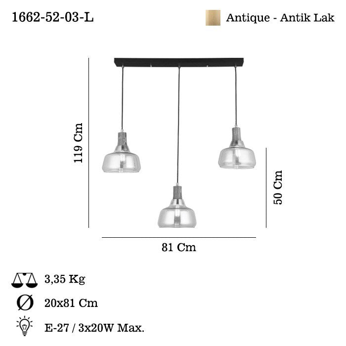 Candeeiro de Teto - Ø20 h: 14 cm - laca antiga - metal