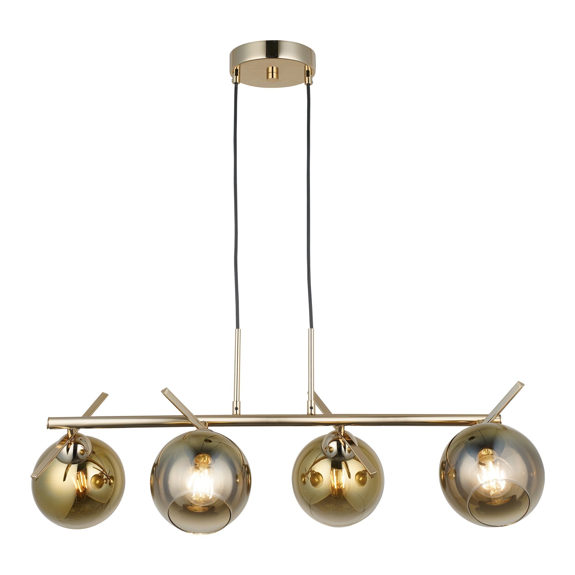 Candeeiro de Teto – 50 - 80 cm – Ouro – Metal com vidro