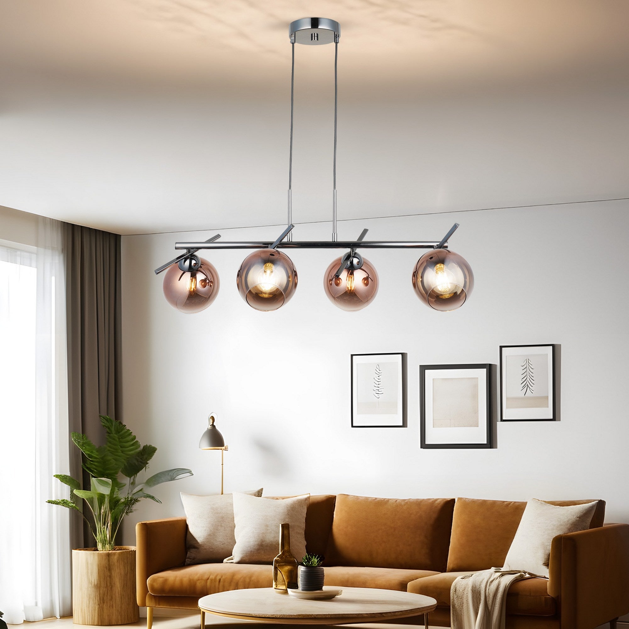 Candeeiro de Teto – 50-80 cm – Cobalto – Metal com vidro