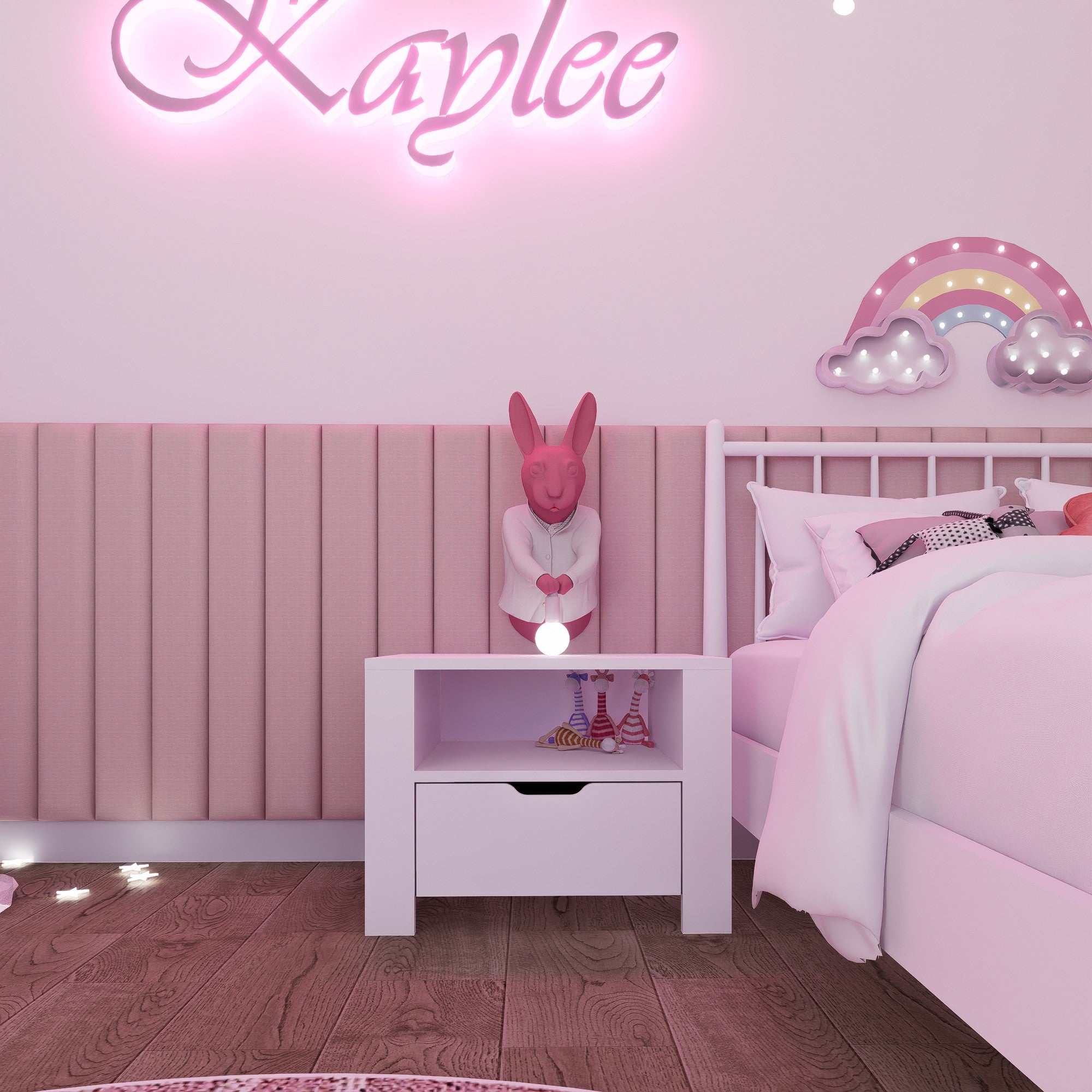 Mesa de cabeceira – 60cm x 45cm x 42cm – Branco fosco – Painel de partículas revestido a melamina