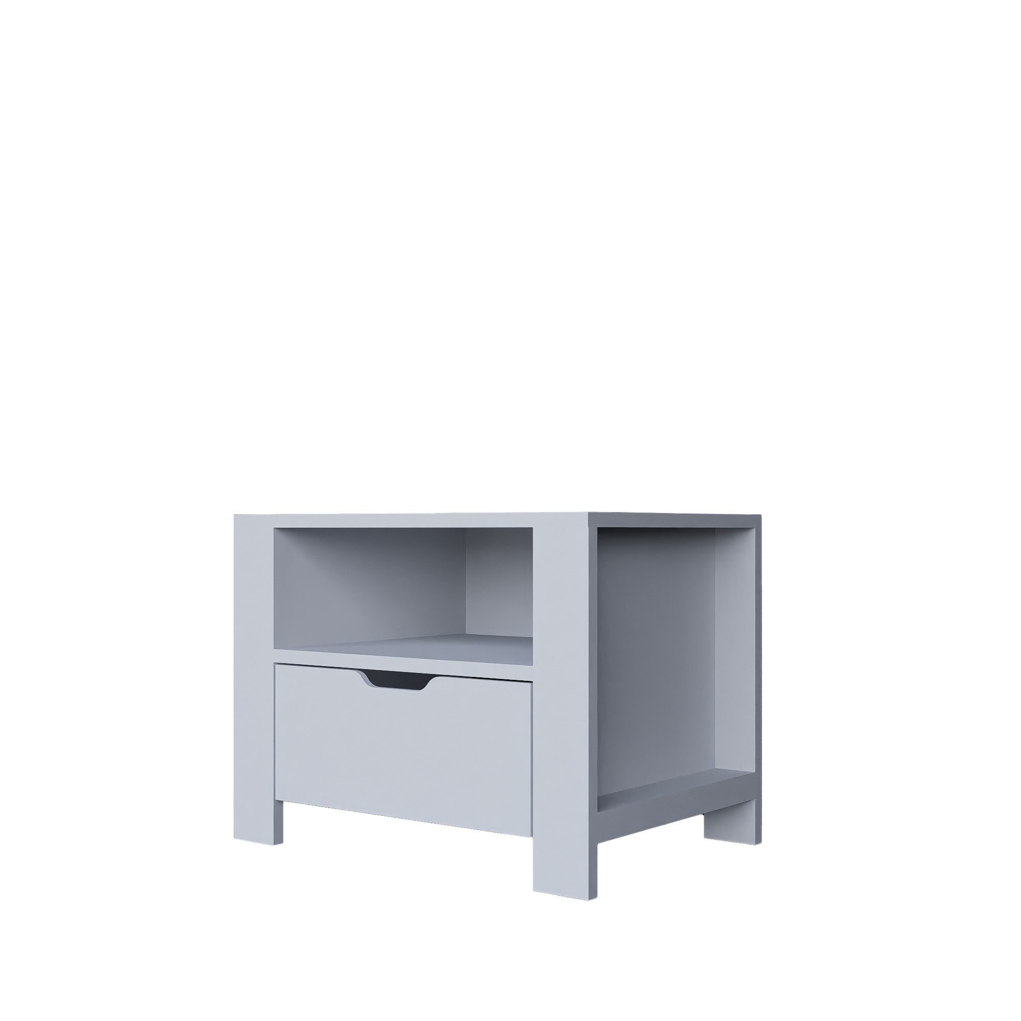 Mesa de cabeceira – 60cm x 45cm x 42cm – Branco fosco – Painel de partículas revestido a melamina