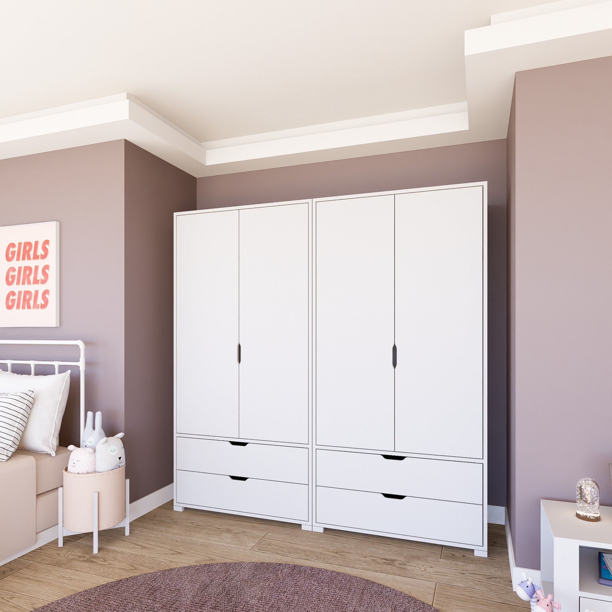 Guarda-roupa – 180 cm x 183 cm x 45 cm – Branco mate – Painéis de partículas