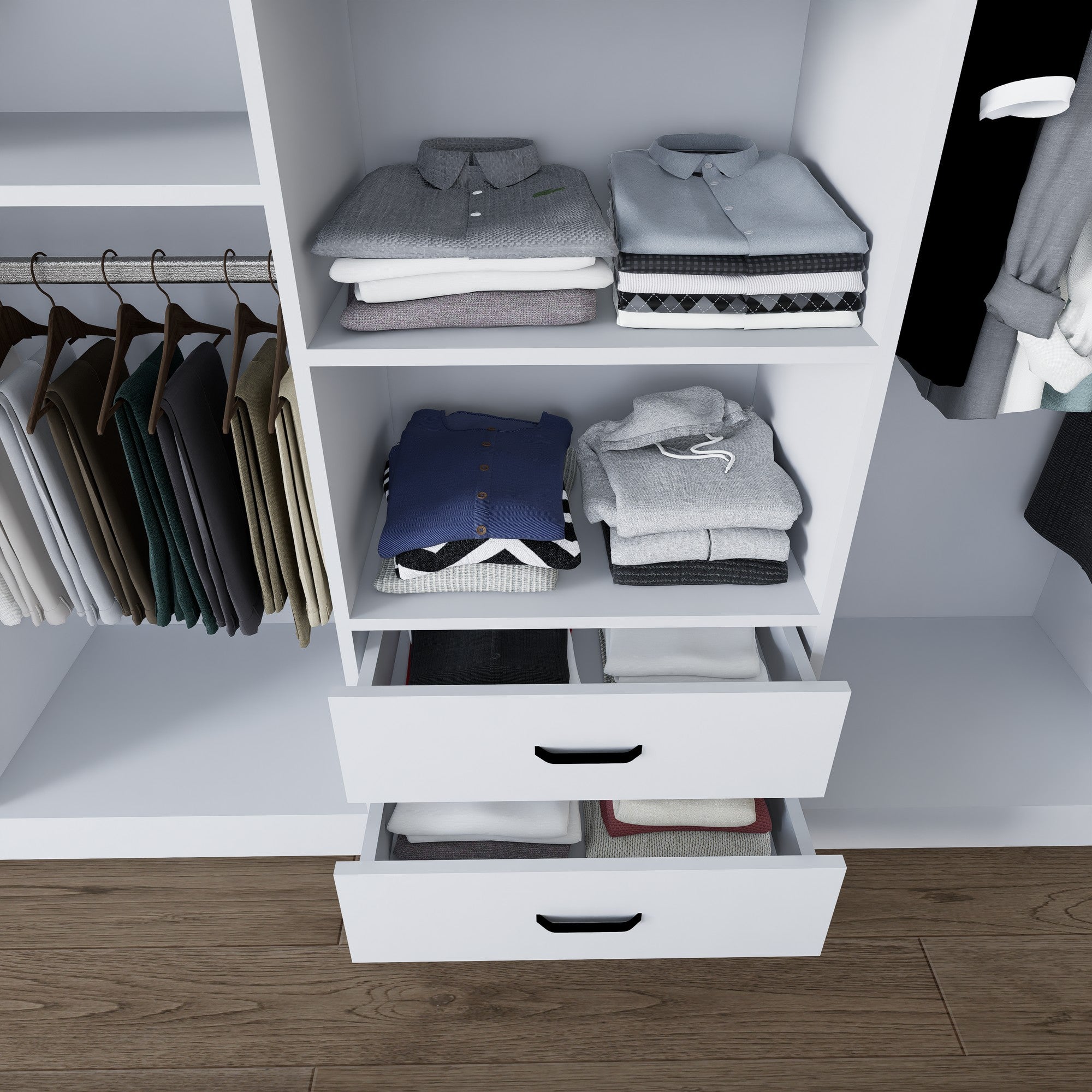 Guarda-roupa – 180 cm x 190 cm x 45 cm – Branco fosco – Painéis de partículas revestidos a melamina