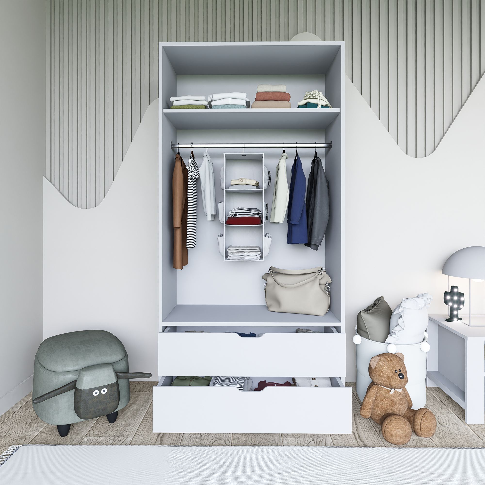 Guarda-roupa – 90 cm – Branco – MDF