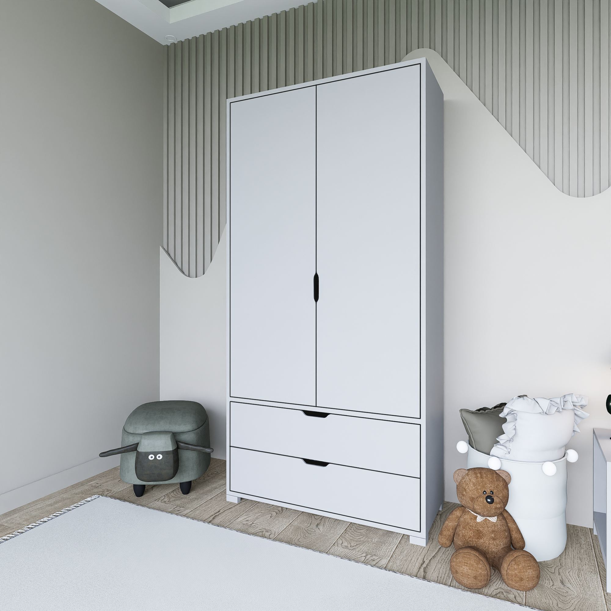 Guarda-roupa – 90 cm – Branco – MDF