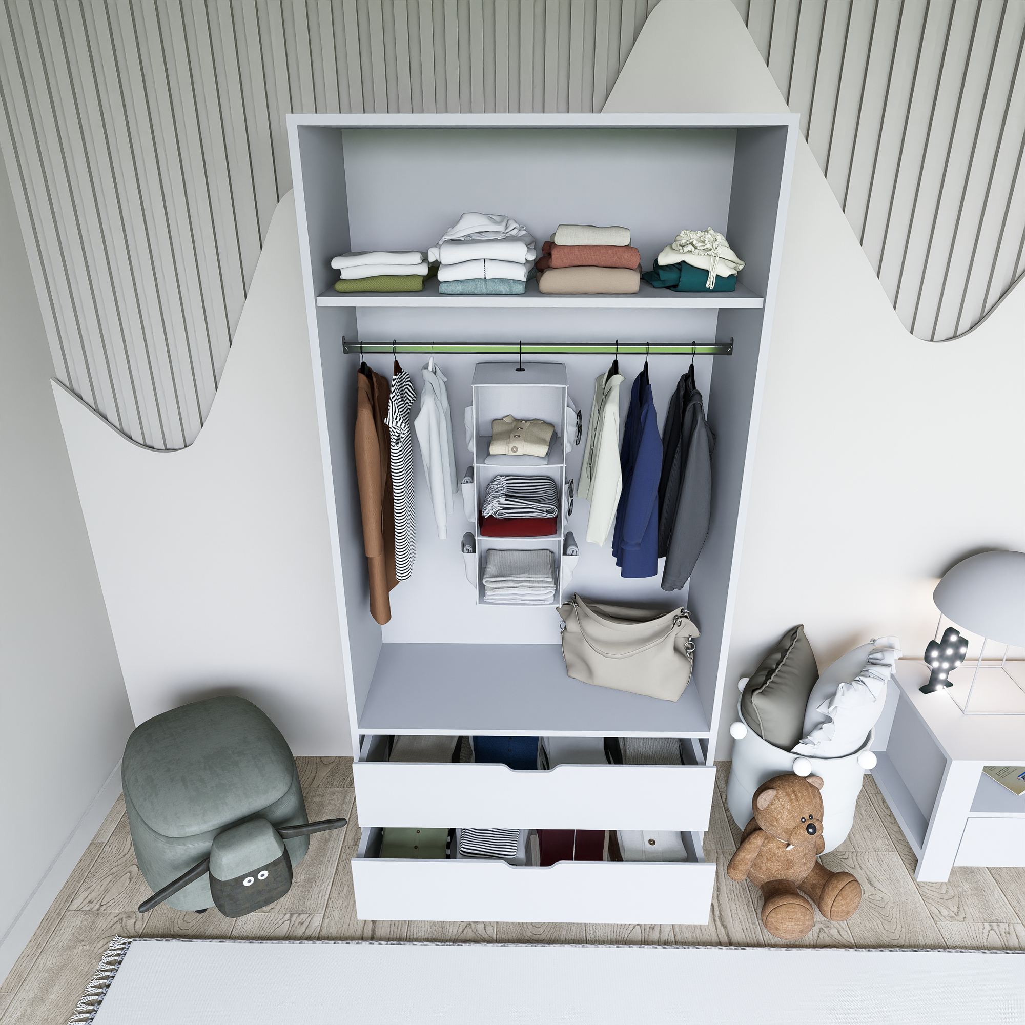 Guarda-roupa – 90 cm – Branco – MDF