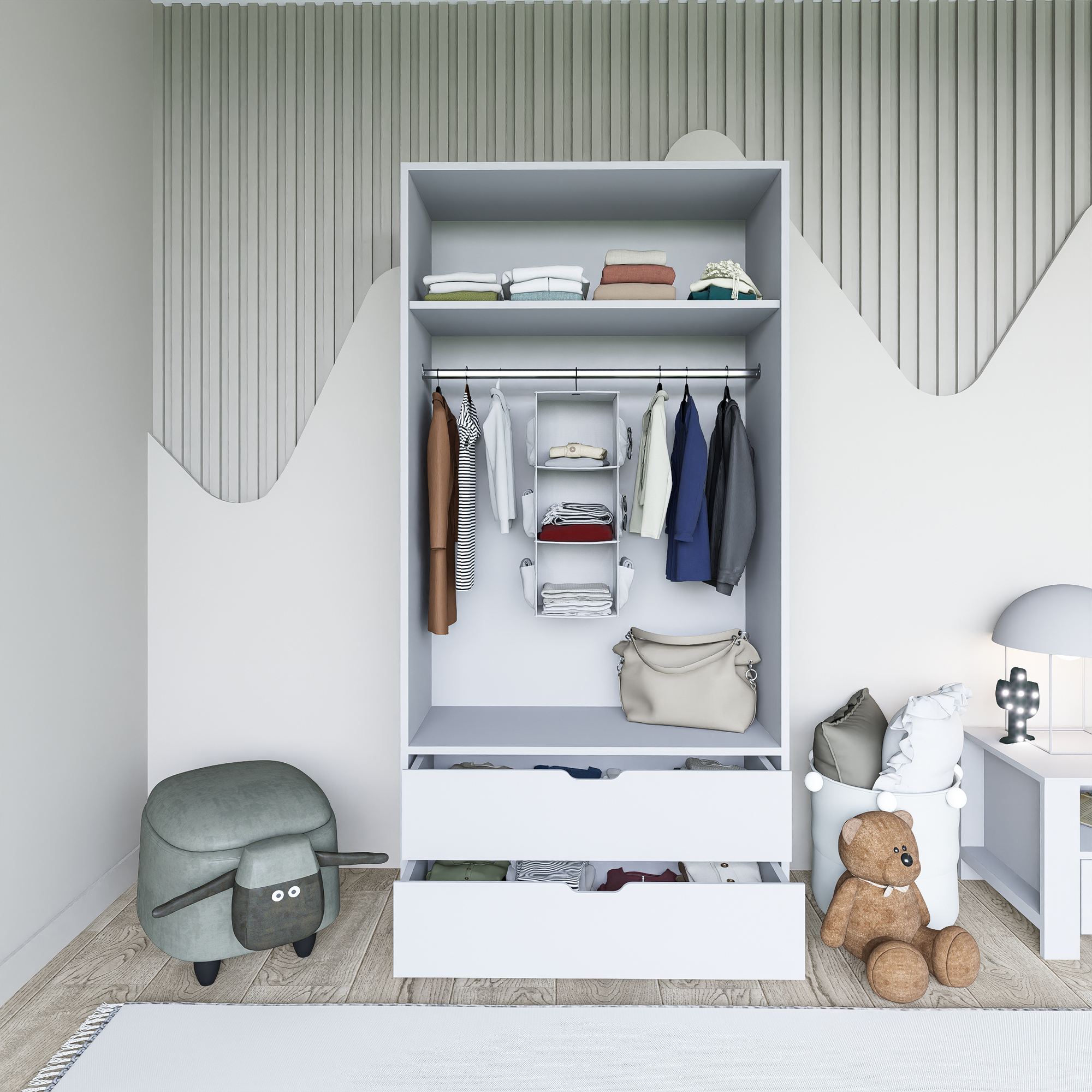 Guarda-roupa – 90 cm – Branco – MDF