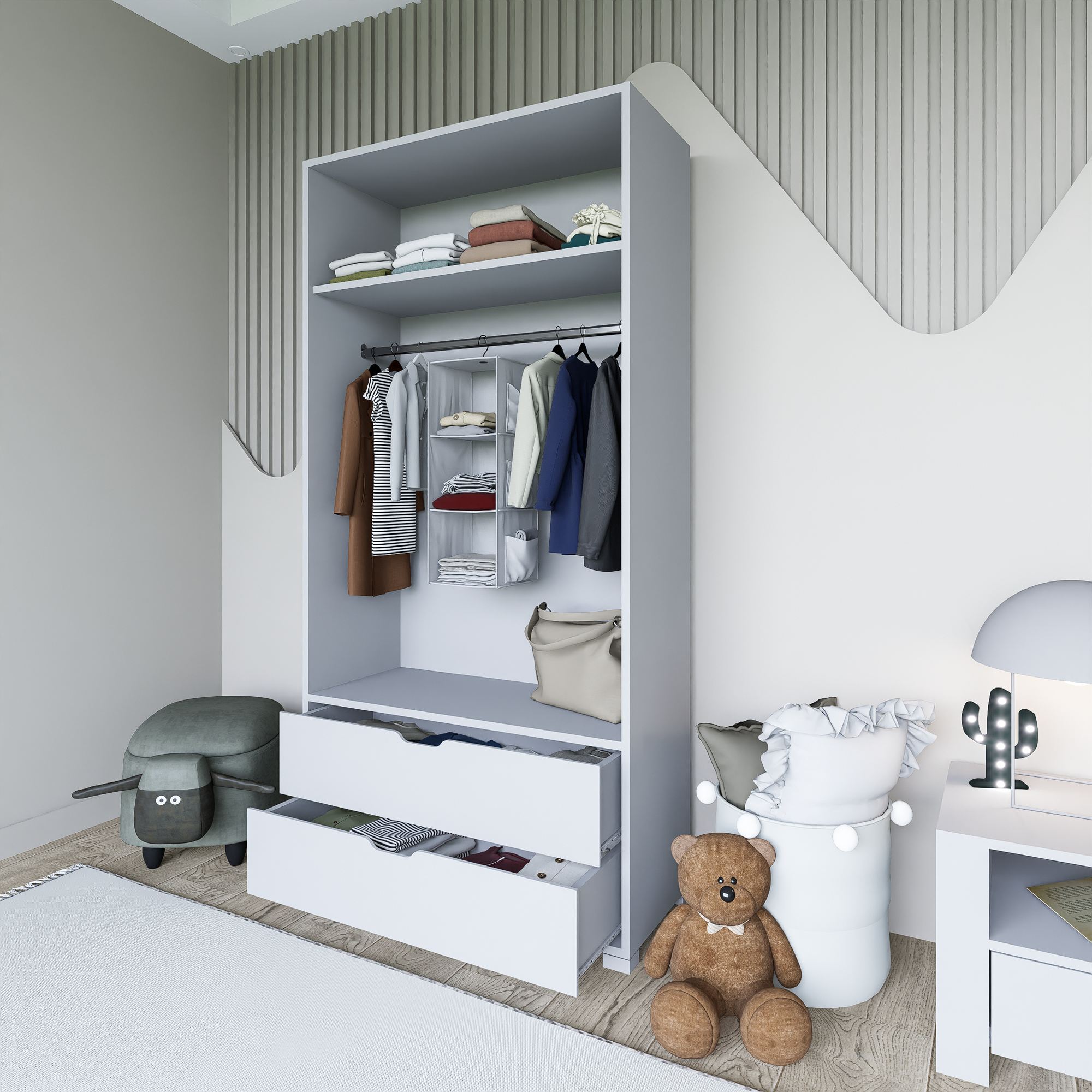 Guarda-roupa – 90 cm – Branco – MDF