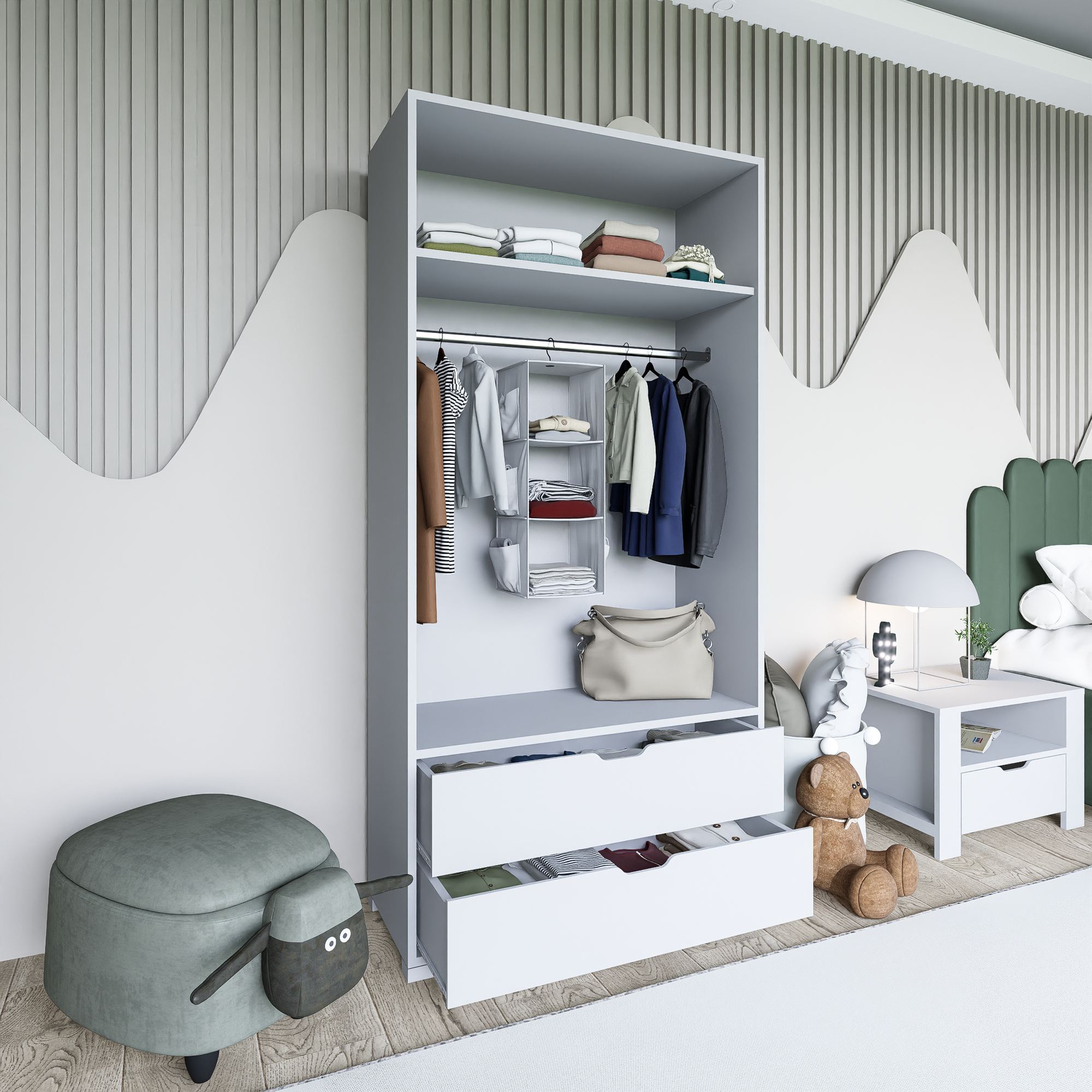 Guarda-roupa – 90 cm – Branco – MDF