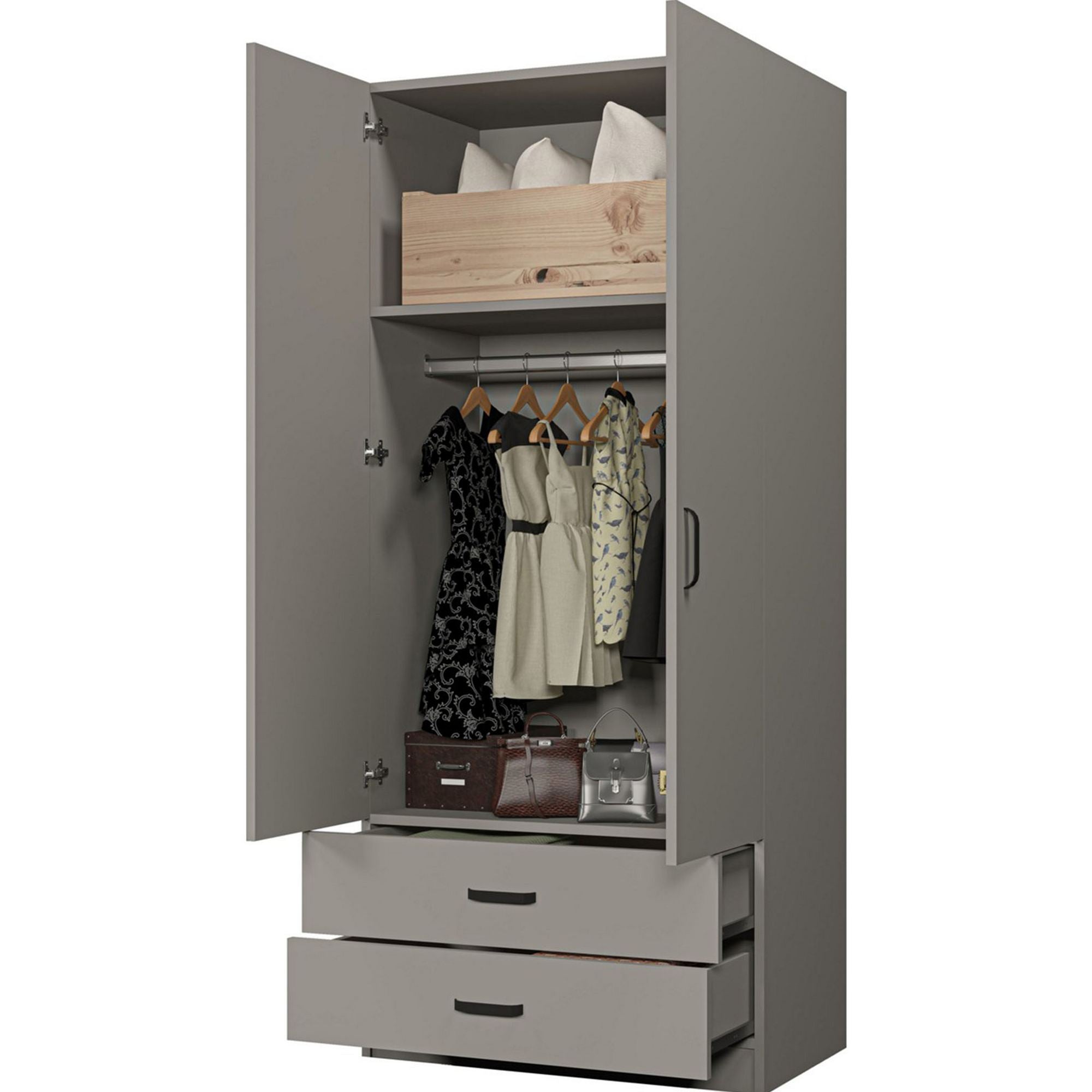 Guarda-Roupa – 80 cm x 182 cm x 47 cm – Cinza – MDF