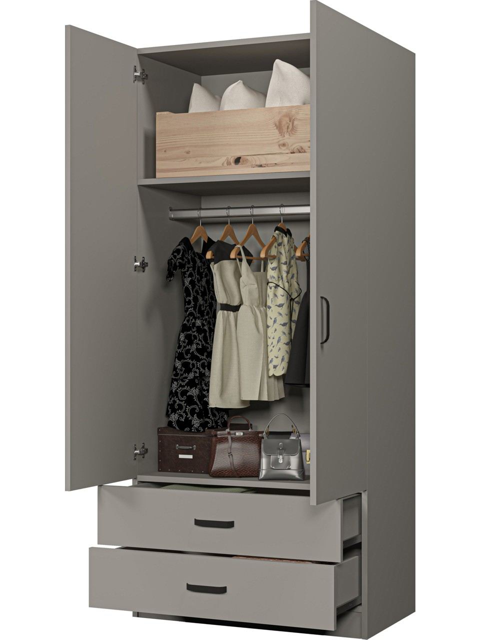 Guarda-Roupa – 80 cm x 182 cm x 47 cm – Cinza – MDF