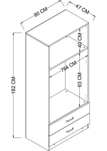Guarda-Roupa – 80 cm x 182 cm x 47 cm – Cinza – MDF