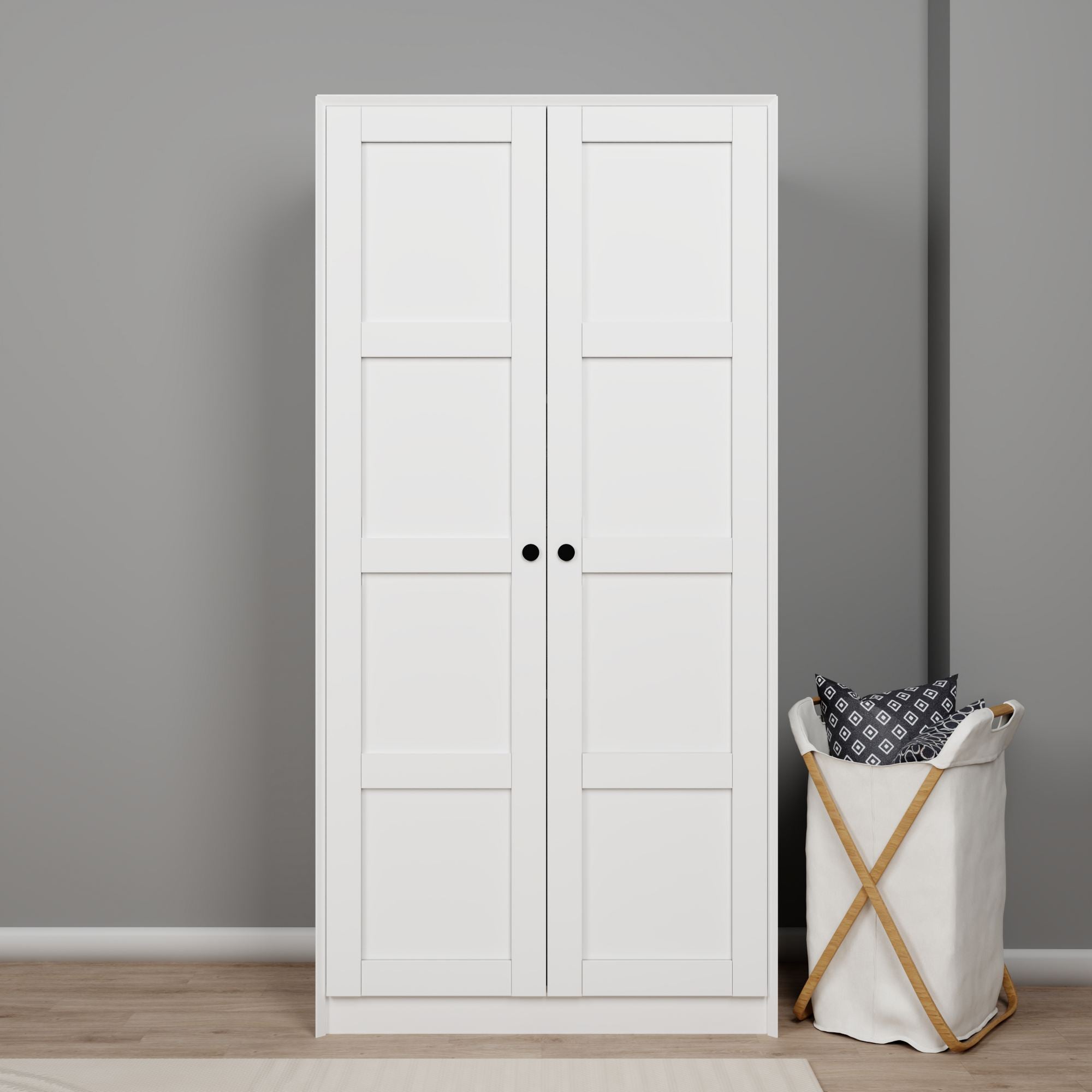 Guarda-roupa – 94 cm x 190 cm x 60 cm – Branco – Painel de partículas revestido de melamina