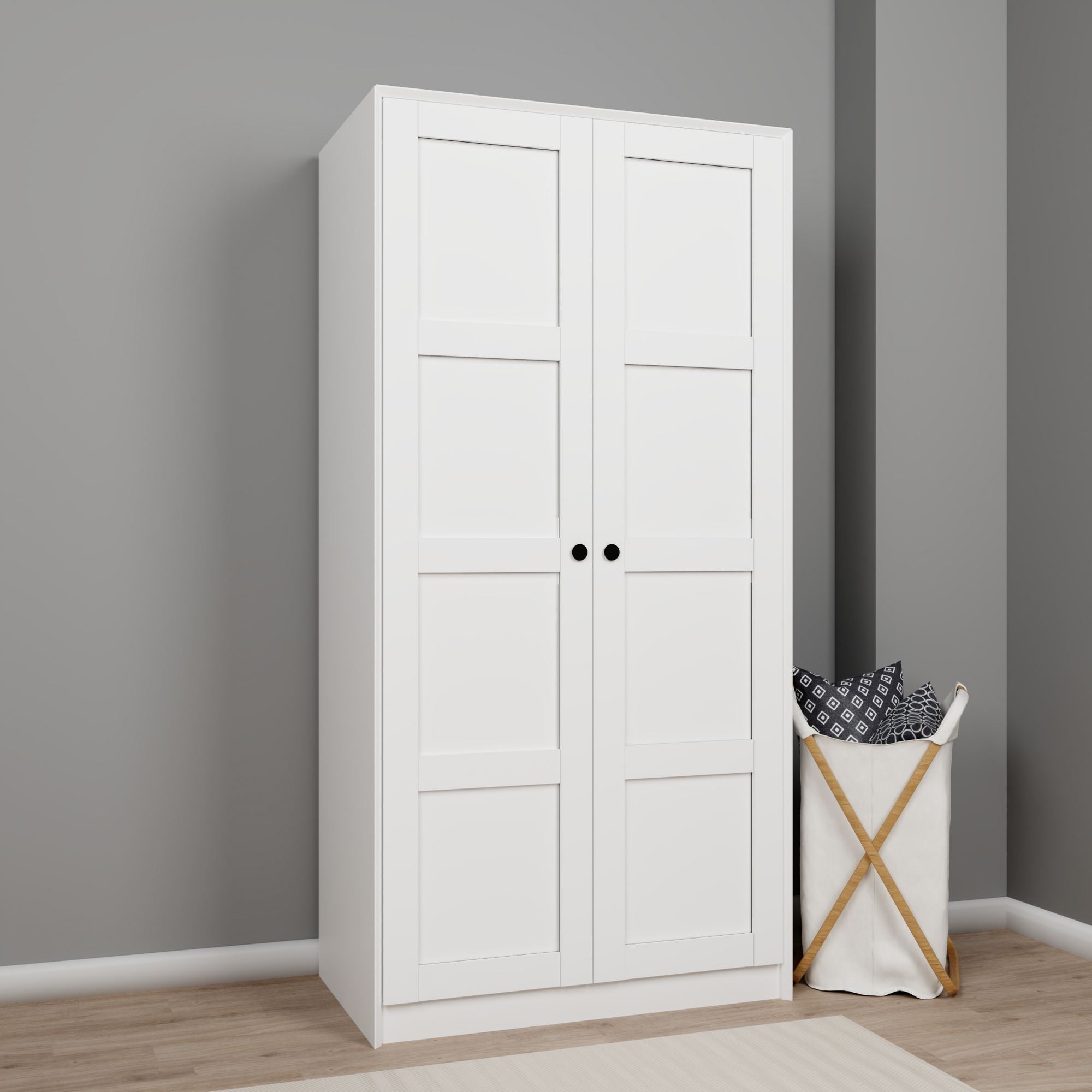 Guarda-roupa – 94 cm x 190 cm x 60 cm – Branco – Painel de partículas revestido de melamina
