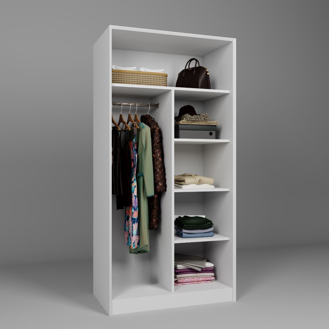 Guarda-roupa – 94 cm x 190 cm x 60 cm – Branco – Painel de partículas revestido de melamina