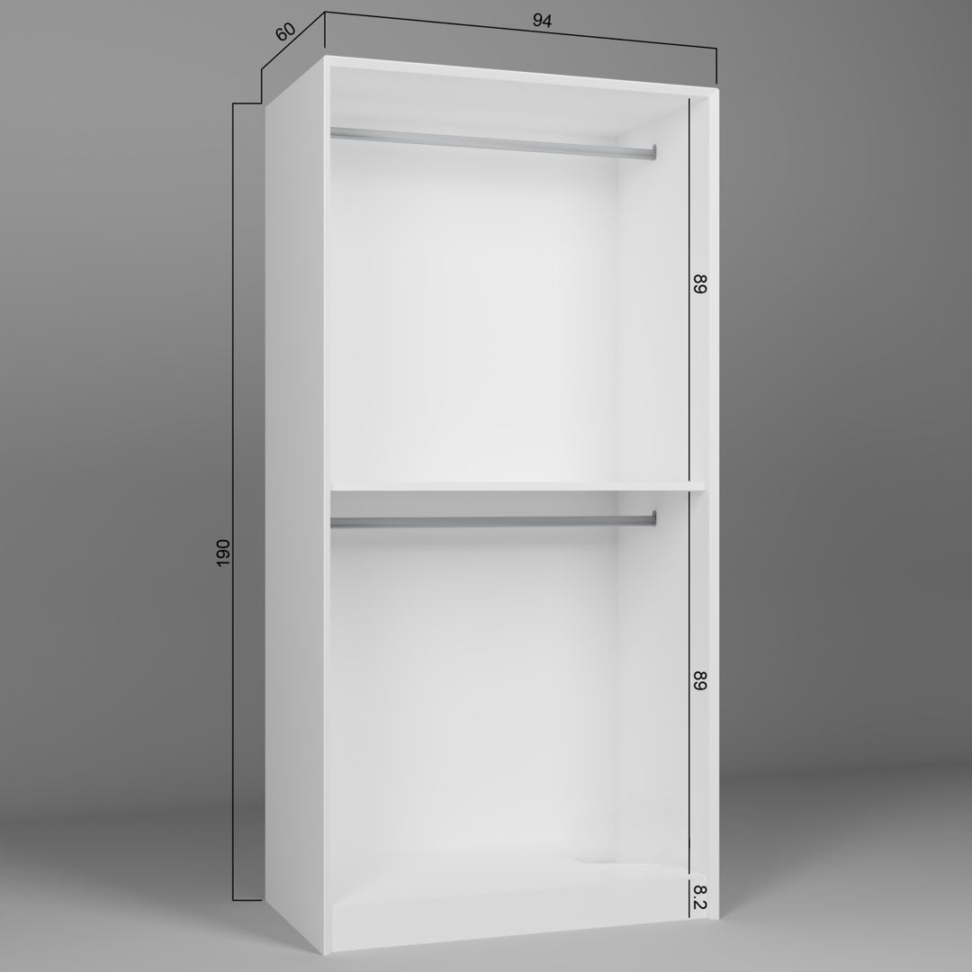 Guarda-roupa – 94cm x 190cm x 60cm – Branco – MDF