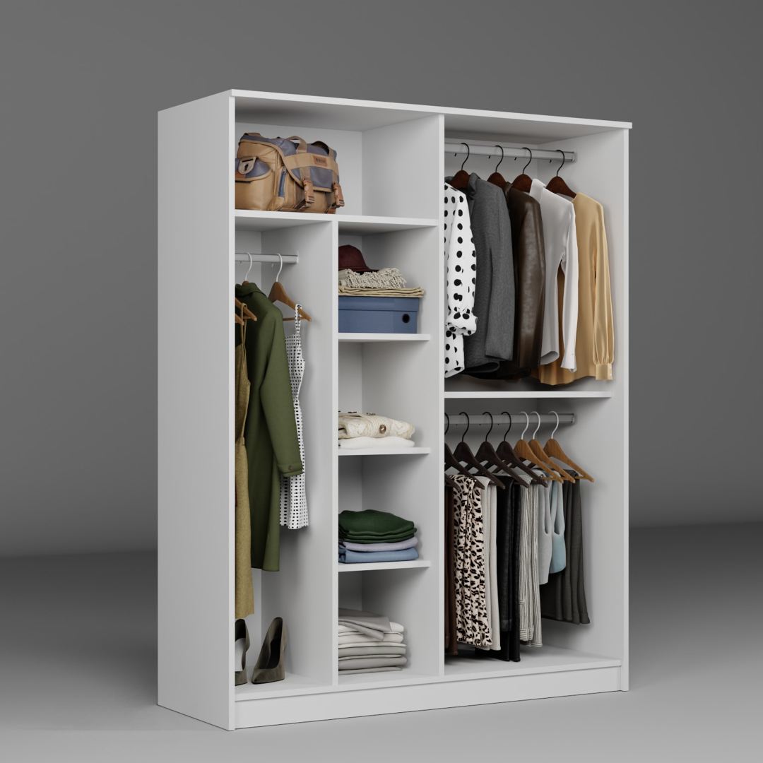 Guarda-roupa – 140 cm x 180 cm x 51,8 cm – Branco – MDF