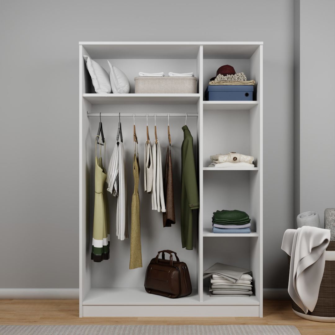 Guarda-roupa – 120 cm x 180 cm x 51,8 cm – Branca – Painel de partículas revestido com melamina