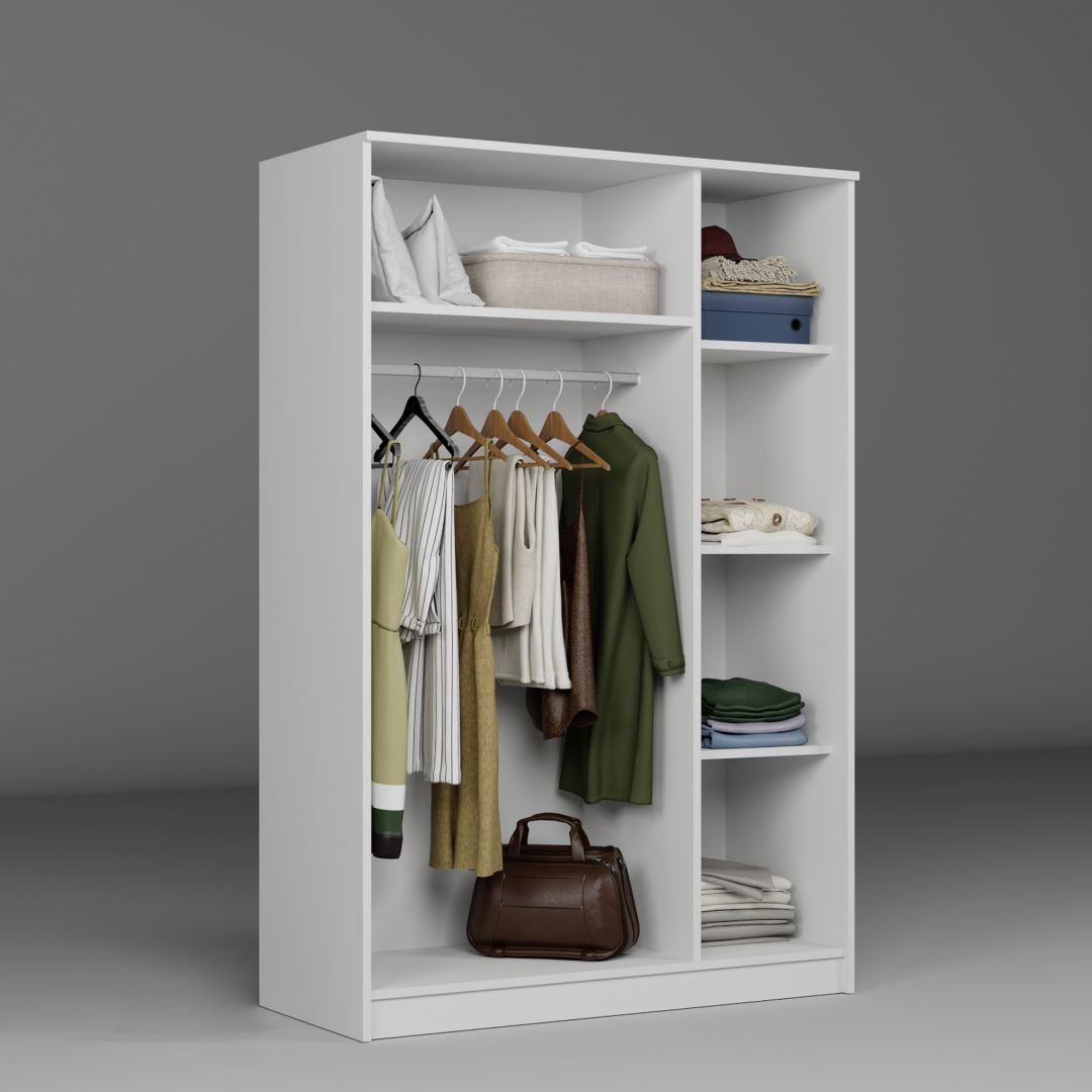 Guarda-roupa – 120 cm x 180 cm x 51,8 cm – Branca – Painel de partículas revestido com melamina