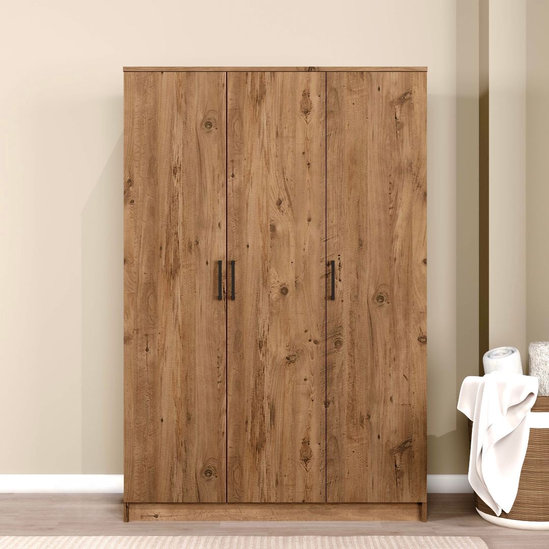 Guarda-roupa de MDF revestido de melamina – 120 cm x 180 cm x 51,8 cm – Pinheiro do Atlântico