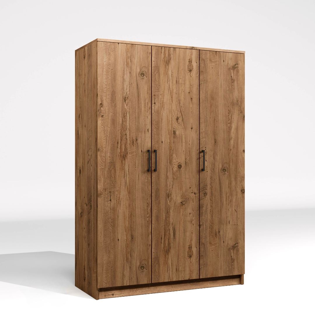 Guarda-roupa de MDF revestido de melamina – 120 cm x 180 cm x 51,8 cm – Pinheiro do Atlântico