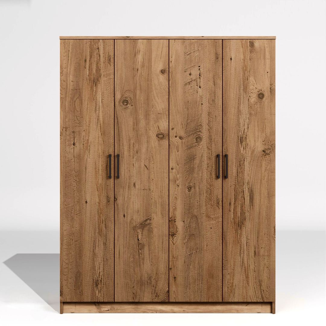 Guarda-roupa de MDF revestido de melamina – 140 cm x 180 cm x 51,8 cm – Pinheiro do Atlântico