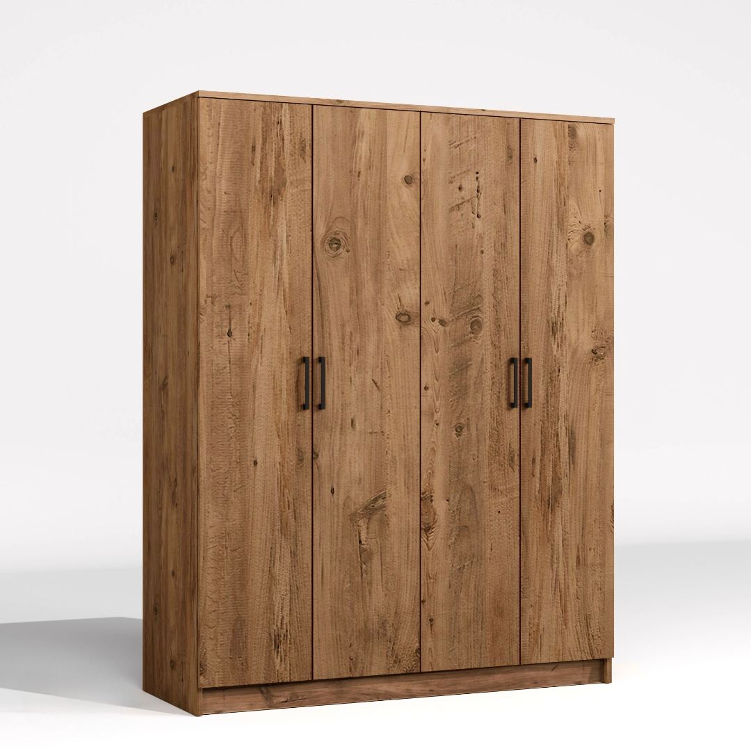 Guarda-roupa de MDF revestido de melamina – 140 cm x 180 cm x 51,8 cm – Pinheiro do Atlântico