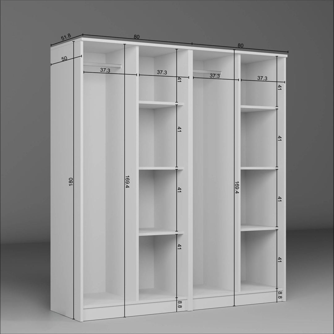 Guarda-roupa – 160 cm x 180 cm x 51,8 cm – Branco – MDF