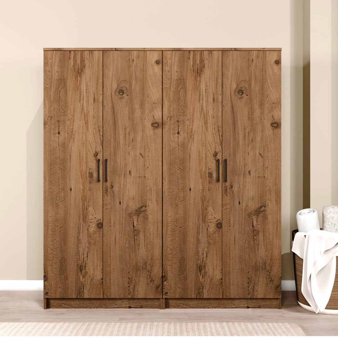 Guarda-roupa de MDF revestido de melamina – 160cm x 180cm x 51,8cm – Pinheiro do Atlântico