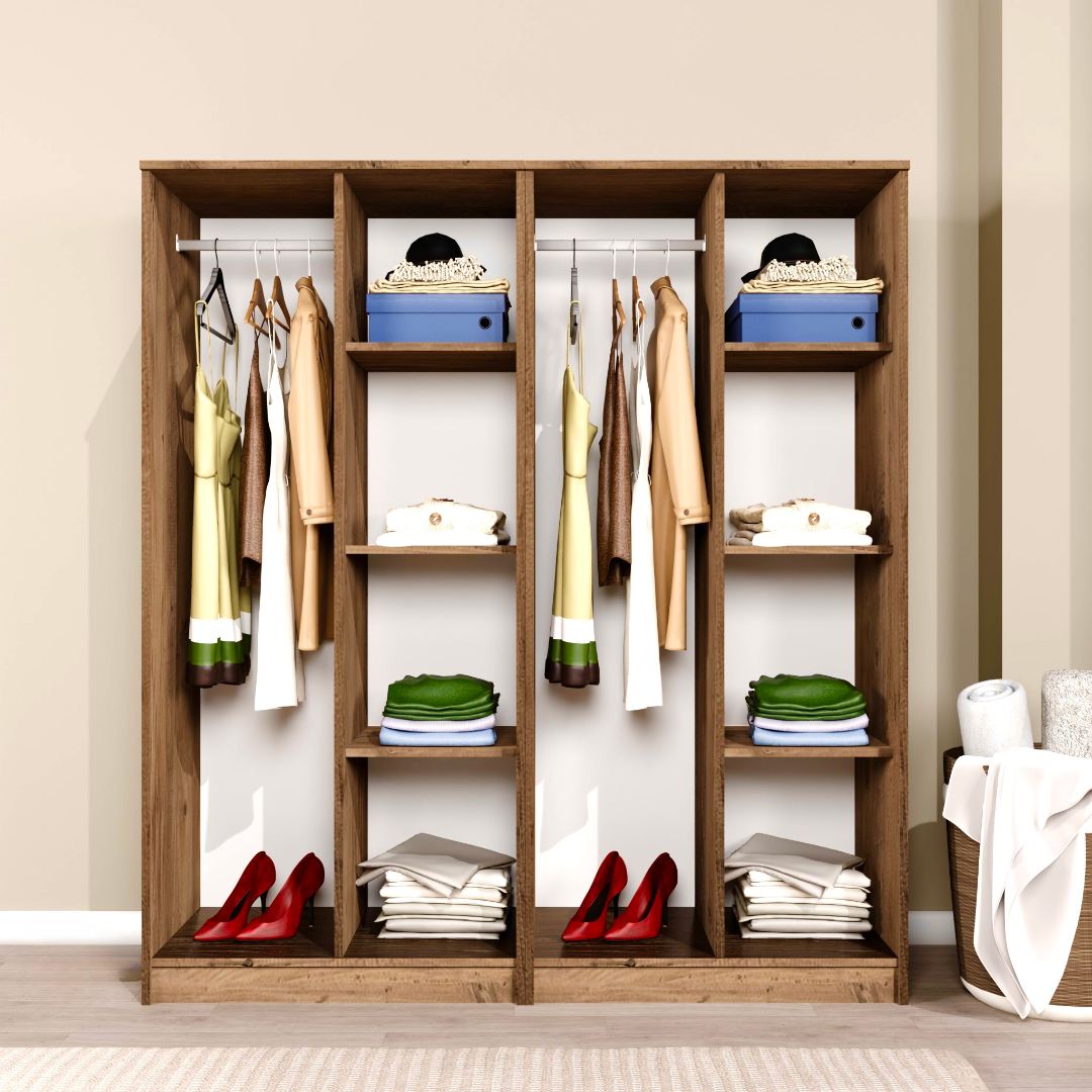 Guarda-roupa de MDF revestido de melamina – 160cm x 180cm x 51,8cm – Pinheiro do Atlântico
