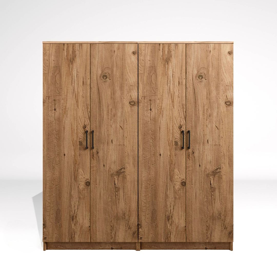 Guarda-roupa de MDF revestido de melamina – 160cm x 180cm x 51,8cm – Pinheiro do Atlântico