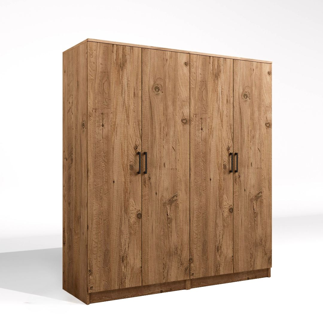 Guarda-roupa de MDF revestido de melamina – 160cm x 180cm x 51,8cm – Pinheiro do Atlântico